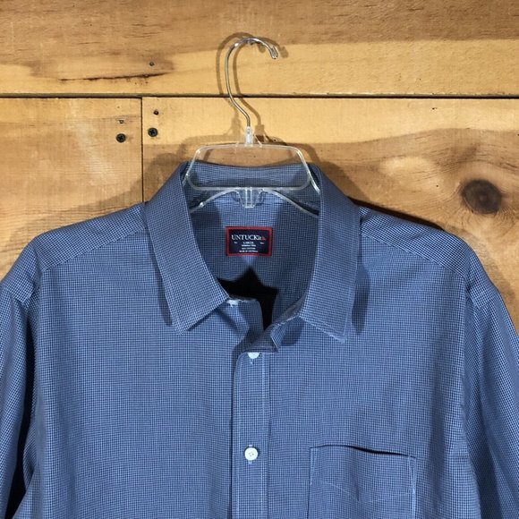 UNTUCKIT Wrinkle Free Button Up Shirt Mens Size Large Long Sleeve Checkered - Picture 2 of 10